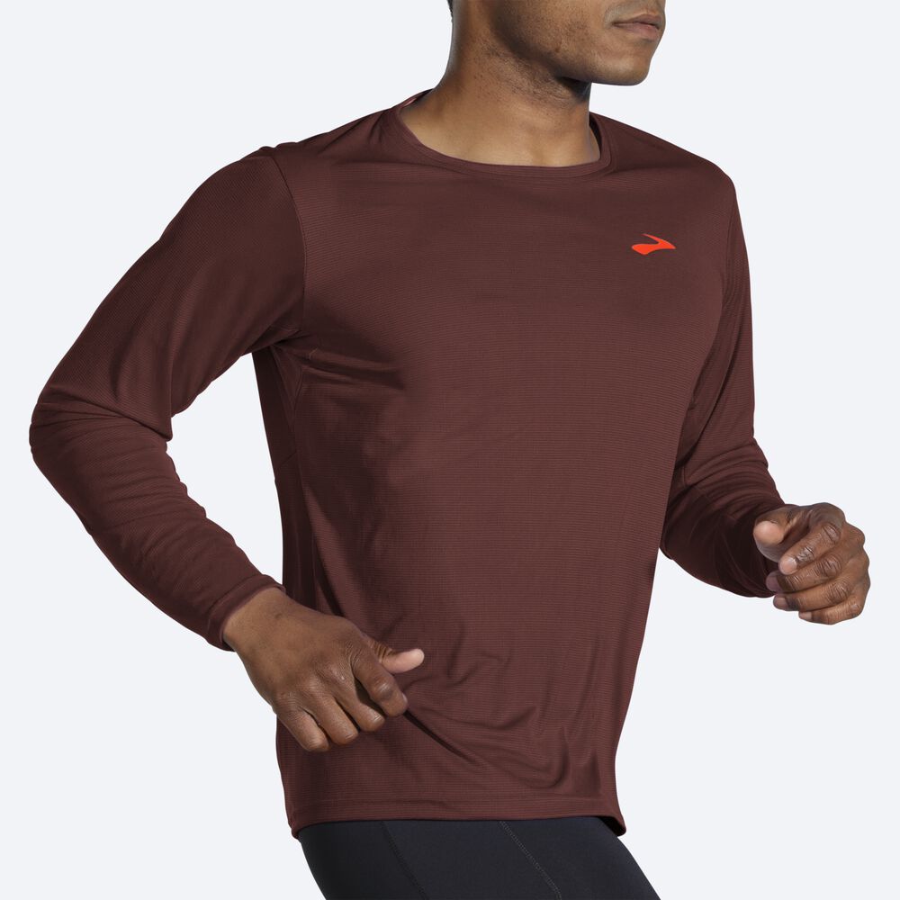 Brooks Atmosphere Long Sleeve Erkek Tişört Çikolata | TR-450238