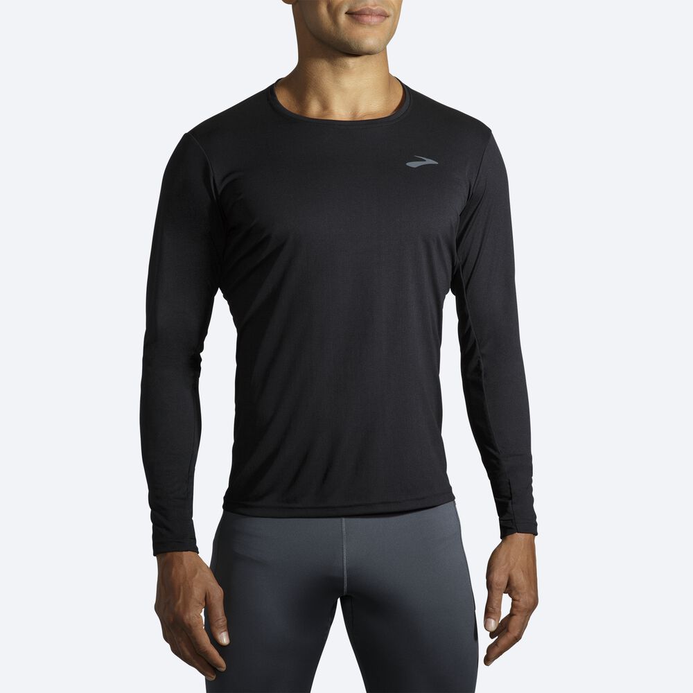 Brooks Atmosphere Long Sleeve Erkek Tişört Siyah | TR-789132