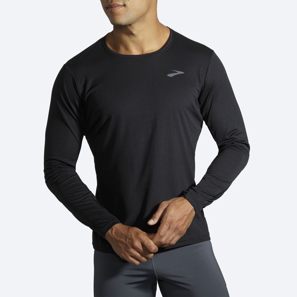 Brooks Atmosphere Long Sleeve Erkek Tişört Siyah | TR-789132