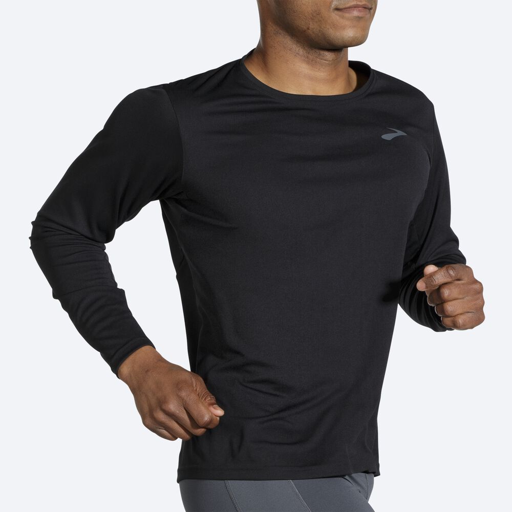 Brooks Atmosphere Long Sleeve Erkek Tişört Siyah | TR-789132