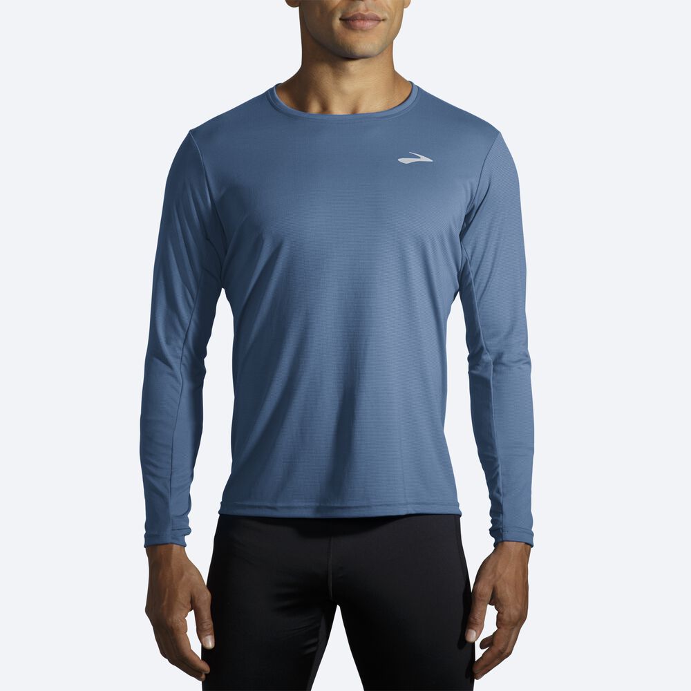 Brooks Atmosphere Long Sleeve Erkek Tişört Mavi | TR-812976