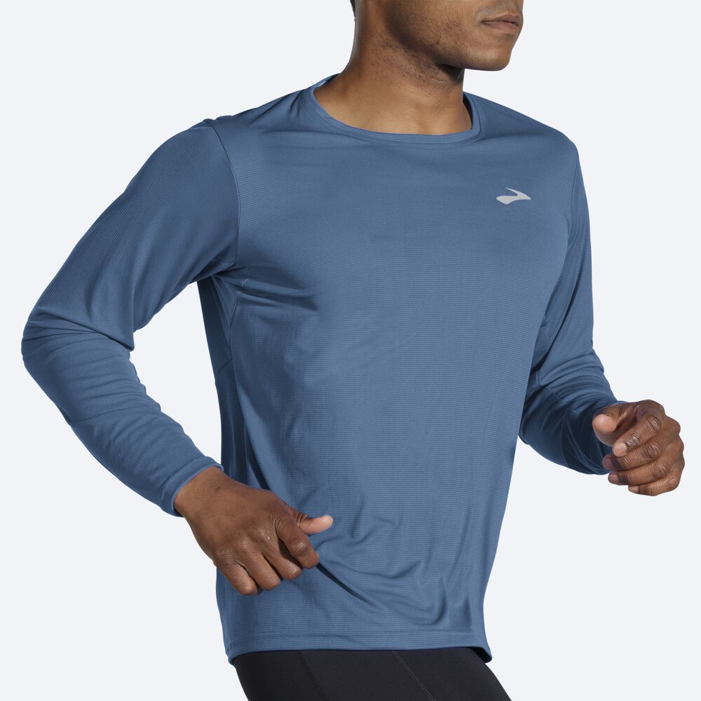 Brooks Atmosphere Long Sleeve Erkek Tişört Mavi | TR-812976