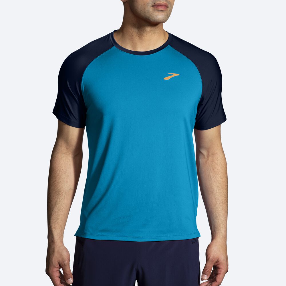 Brooks Atmosphere Short Sleeve 2.0 Erkek Tişört Mavi/Lacivert | TR-695237