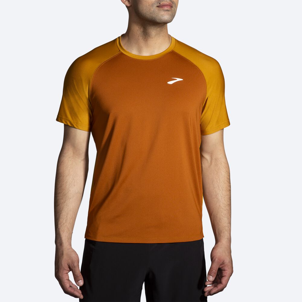 Brooks Atmosphere Short Sleeve 2.0 Erkek Tişört Kahverengi/Sarı | TR-832074