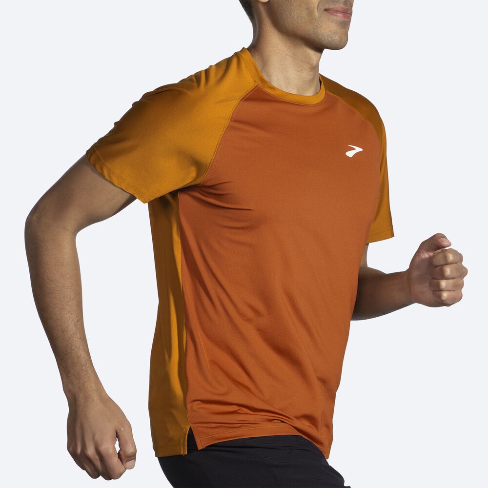 Brooks Atmosphere Short Sleeve 2.0 Erkek Tişört Kahverengi/Sarı | TR-832074