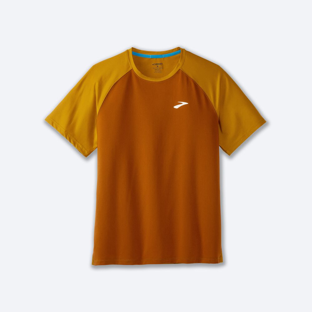 Brooks Atmosphere Short Sleeve 2.0 Erkek Tişört Kahverengi/Sarı | TR-832074