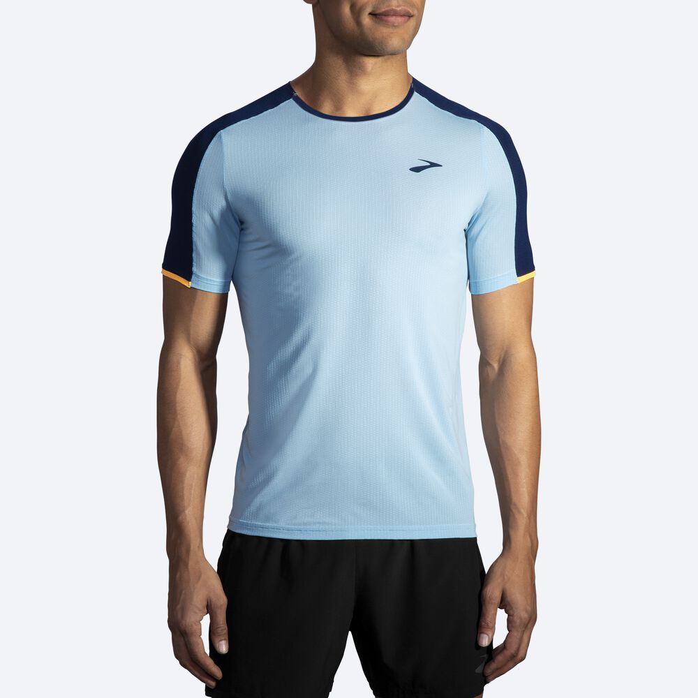 Brooks Atmosphere Short Sleeve Erkek Tişört Lacivert/Turuncu | TR-340921