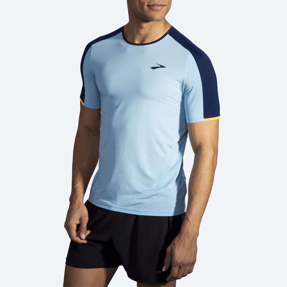 Brooks Atmosphere Short Sleeve Erkek Tişört Lacivert/Turuncu | TR-340921