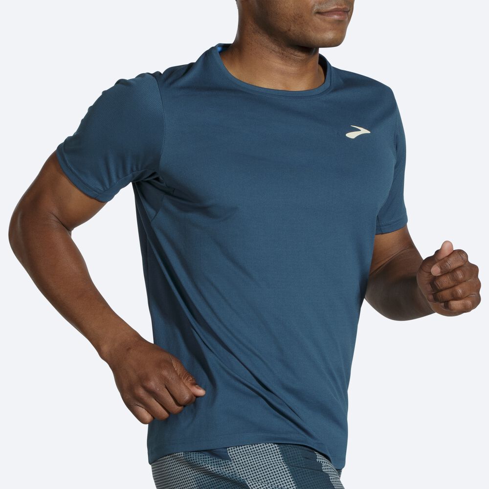 Brooks Atmosphere Short Sleeve Erkek Tişört Indigo | TR-702618