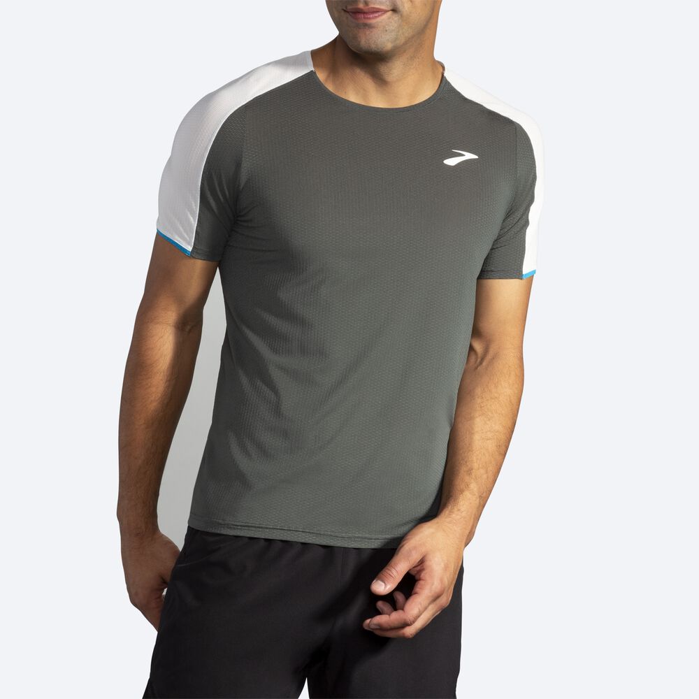 Brooks Atmosphere Short Sleeve Erkek Tişört Koyu Gri/Gri | TR-759016