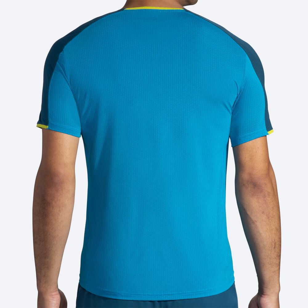 Brooks Atmosphere Short Sleeve Erkek Tişört Mavi/Koyu Yeşil | TR-835762