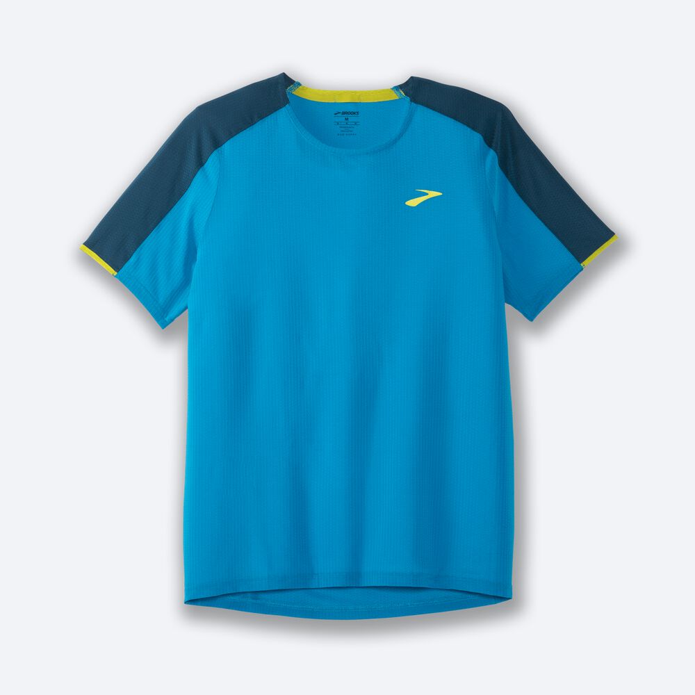 Brooks Atmosphere Short Sleeve Erkek Tişört Mavi/Koyu Yeşil | TR-835762