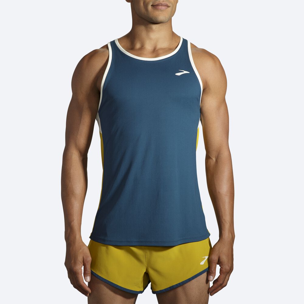 Brooks Atmosphere Singlet Erkek Atlet Indigo/Turuncu | TR-569423