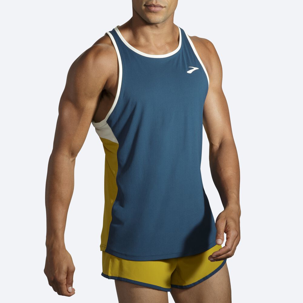 Brooks Atmosphere Singlet Erkek Atlet Indigo/Turuncu | TR-569423