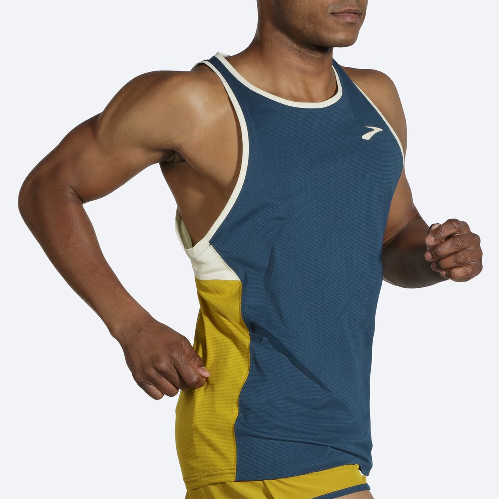 Brooks Atmosphere Singlet Erkek Atlet Indigo/Turuncu | TR-569423