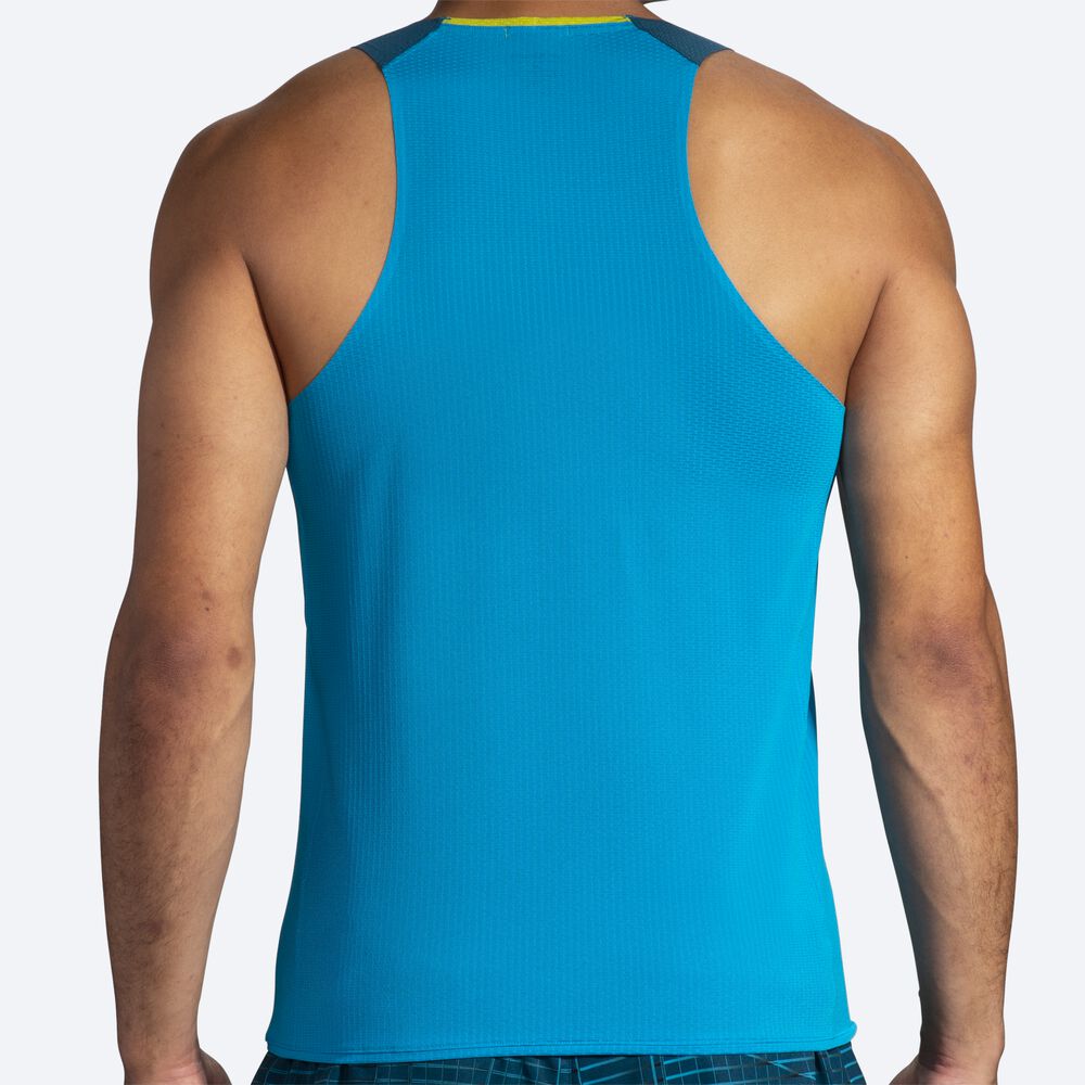 Brooks Atmosphere Singlet Erkek Atlet Mavi/Koyu Yeşil | TR-946058