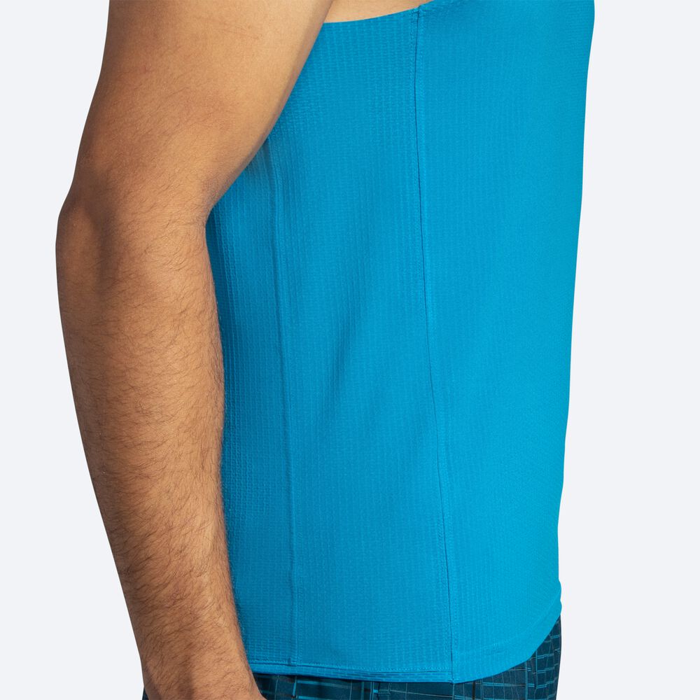 Brooks Atmosphere Singlet Erkek Atlet Mavi/Koyu Yeşil | TR-946058