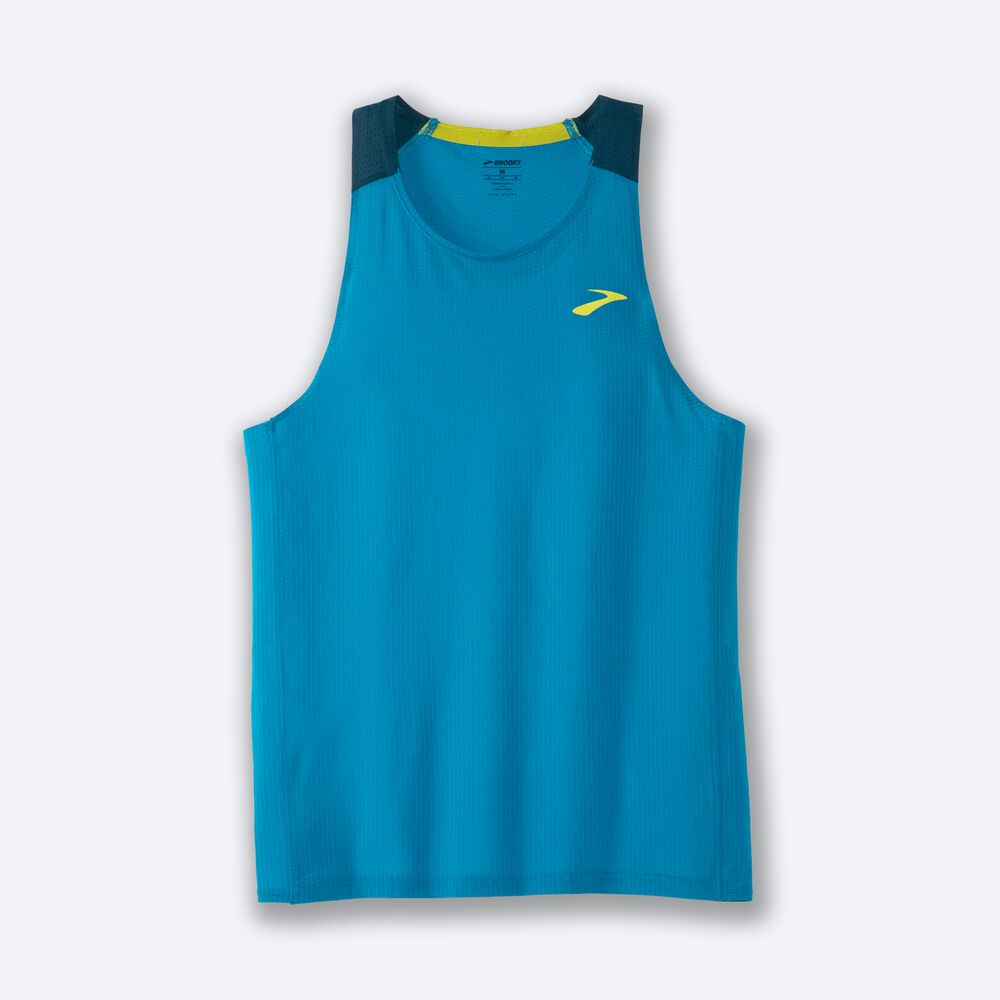 Brooks Atmosphere Singlet Erkek Atlet Mavi/Koyu Yeşil | TR-946058