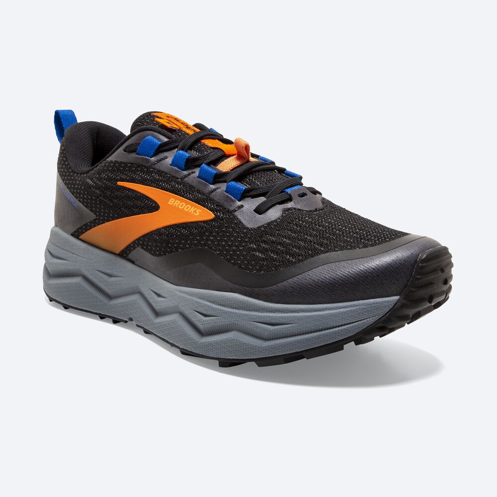 Brooks Caldera 5 Erkek Trail Koşu Ayakkabısı Siyah/Turuncu/Mavi | TR-506421