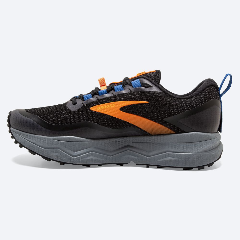 Brooks Caldera 5 Erkek Trail Koşu Ayakkabısı Siyah/Turuncu/Mavi | TR-506421