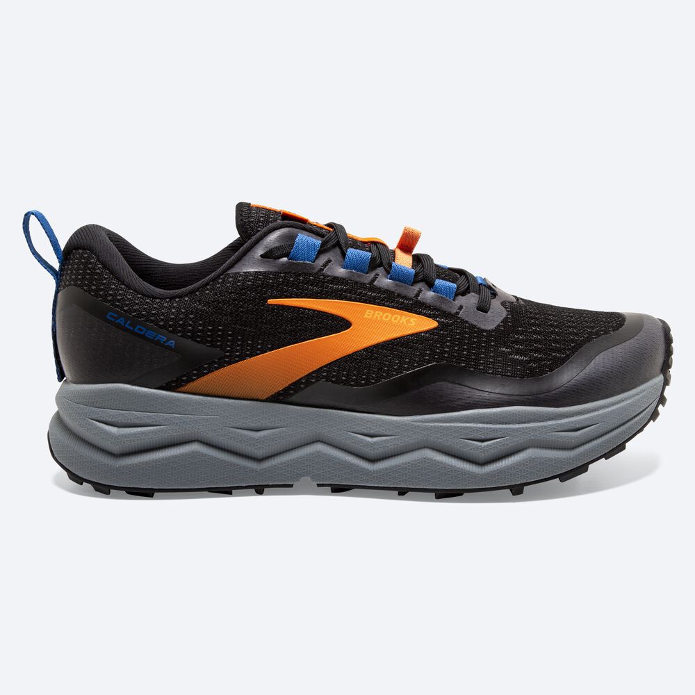 Brooks Caldera 5 Erkek Trail Koşu Ayakkabısı Siyah/Turuncu/Mavi | TR-506421