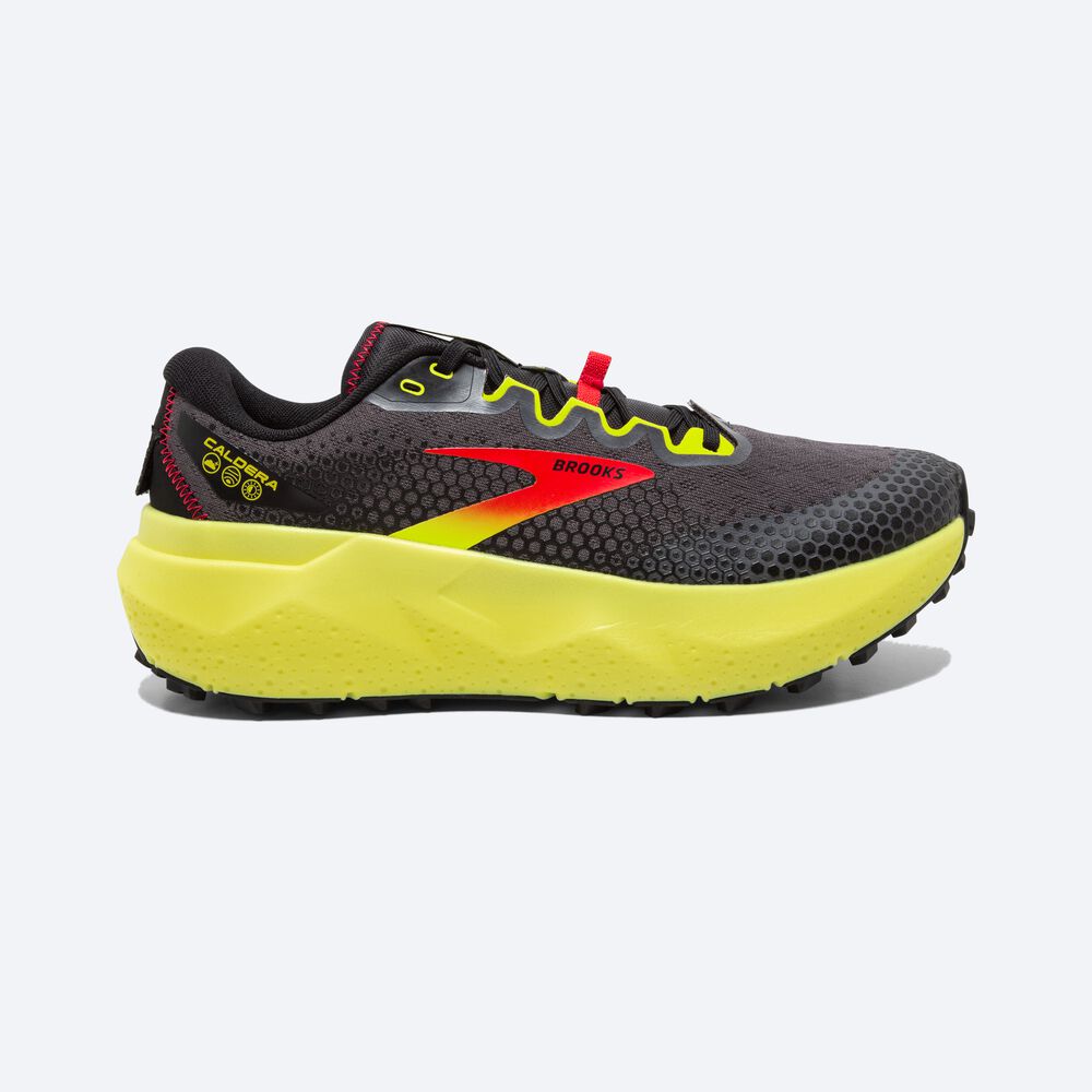 Brooks Caldera 6 Erkek Trail Koşu Ayakkabısı Siyah/Kırmızı/Sarı | TR-745693