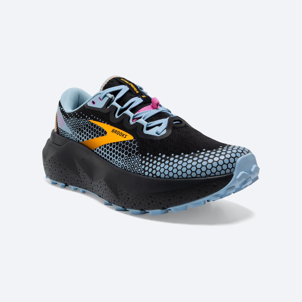 Brooks Caldera 6 Kadın Trail Koşu Ayakkabısı Siyah/Mavi/Sarı | TR-932678