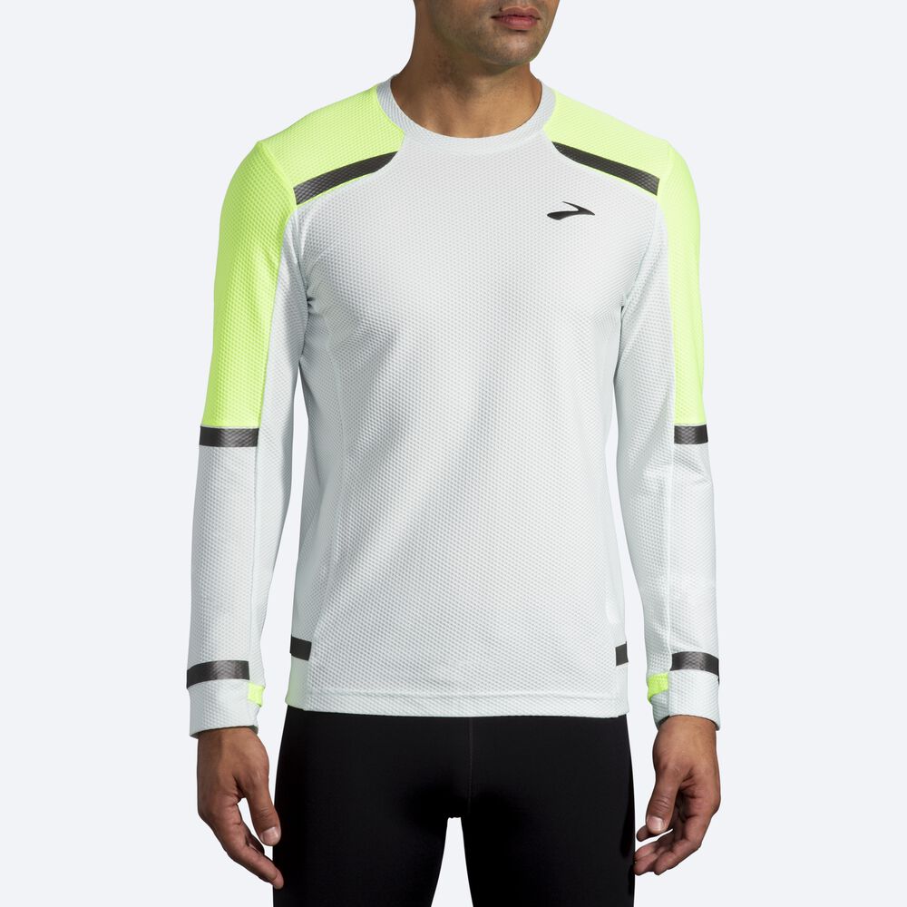 Brooks Carbonite Long Sleeve Erkek Tişört Gri | TR-150874