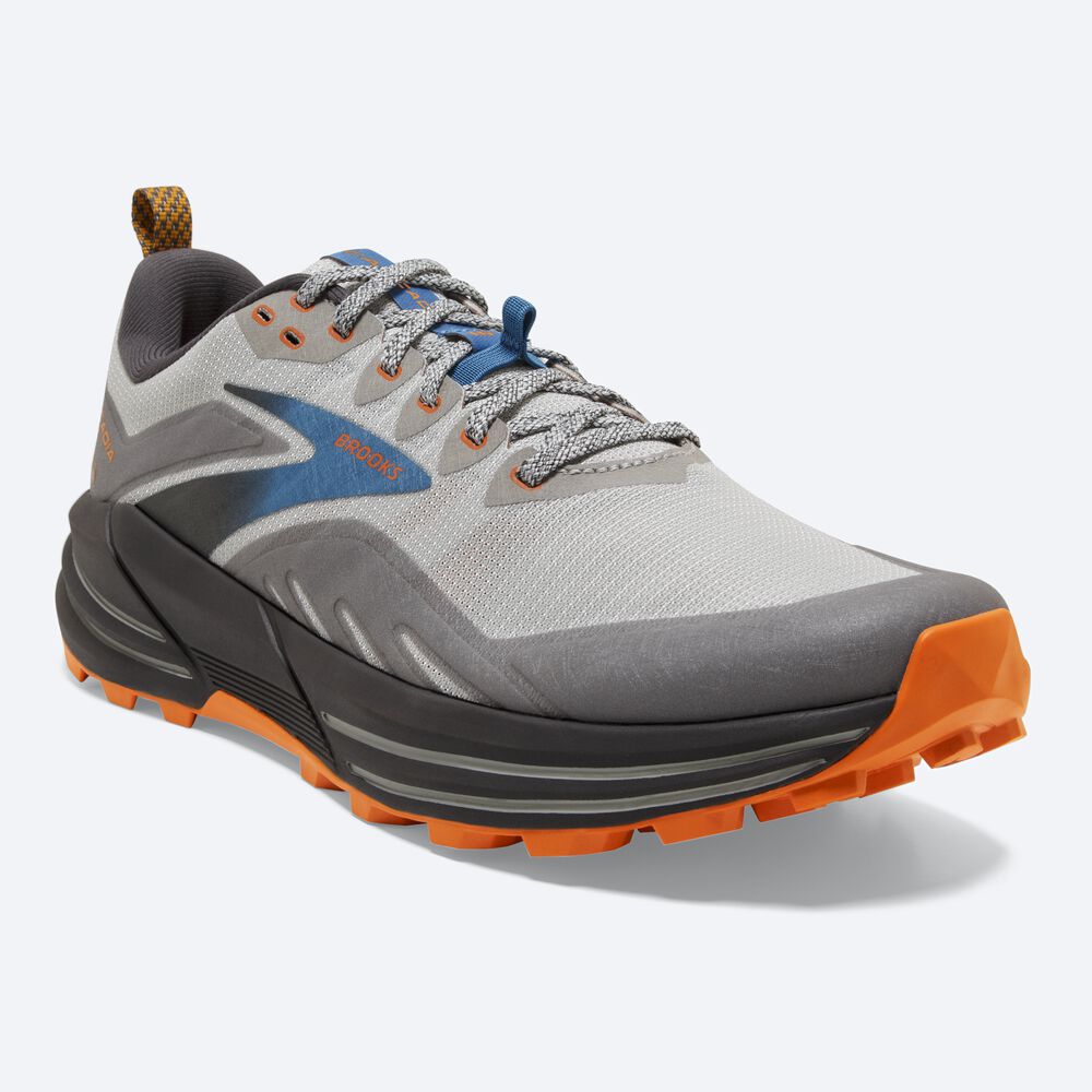 Brooks Cascadia 16 Erkek Trail Koşu Ayakkabısı Gri/Turuncu | TR-096472