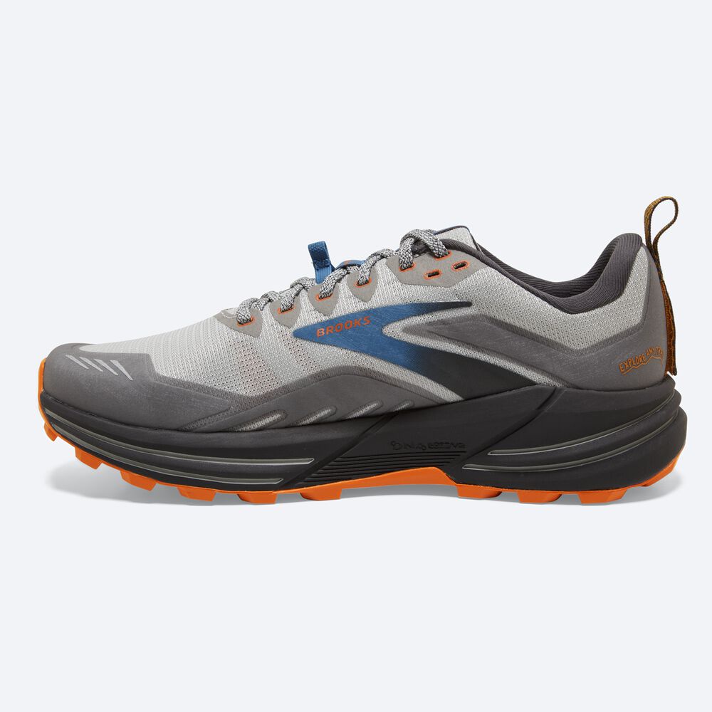 Brooks Cascadia 16 Erkek Trail Koşu Ayakkabısı Gri/Turuncu | TR-096472