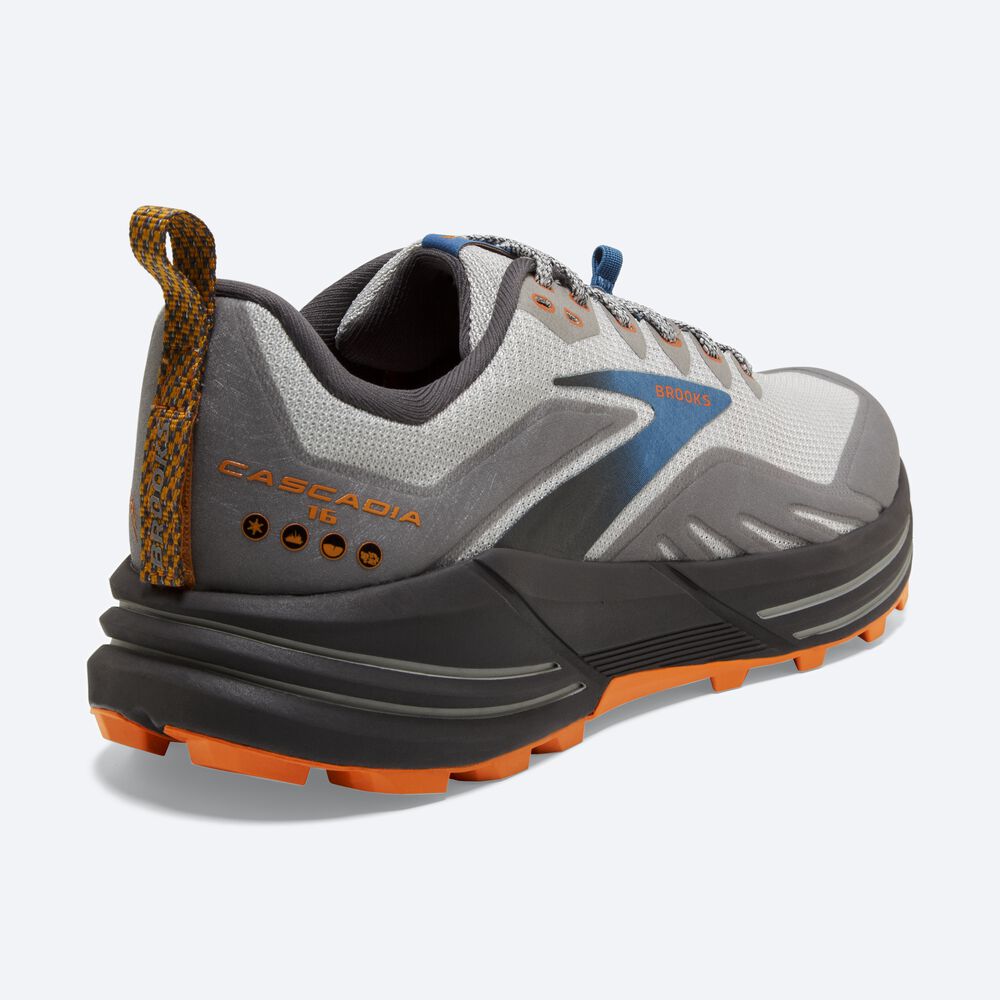 Brooks Cascadia 16 Erkek Trail Koşu Ayakkabısı Gri/Turuncu | TR-096472