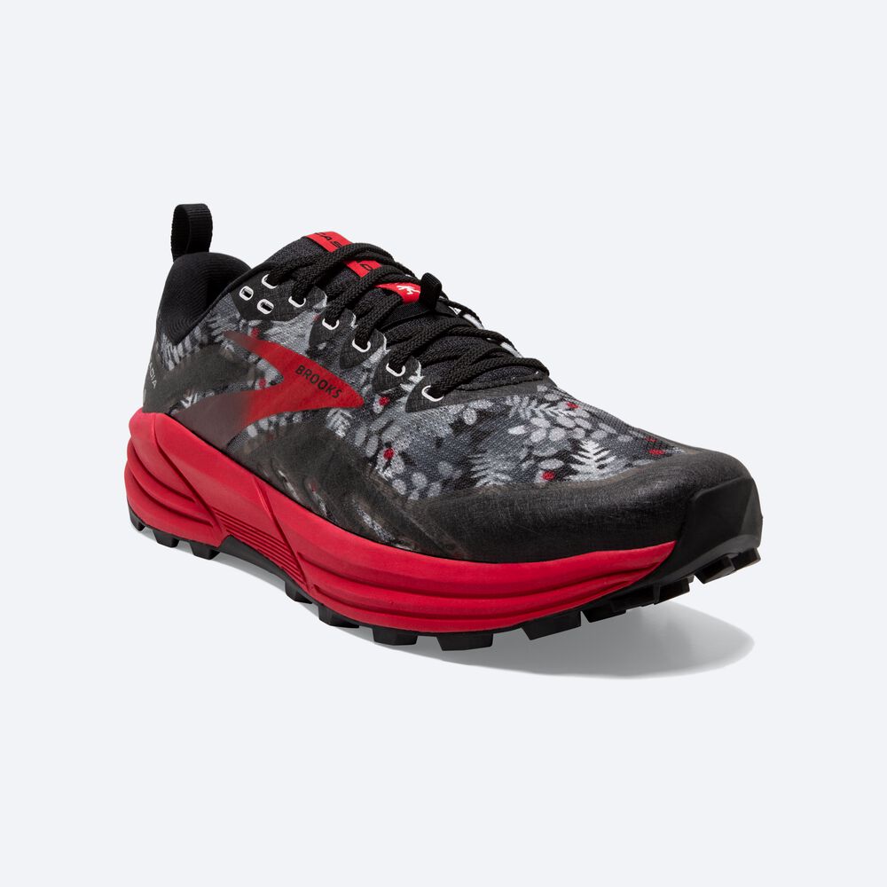 Brooks Cascadia 16 Erkek Trail Koşu Ayakkabısı Siyah/Gri/Kırmızı | TR-185072