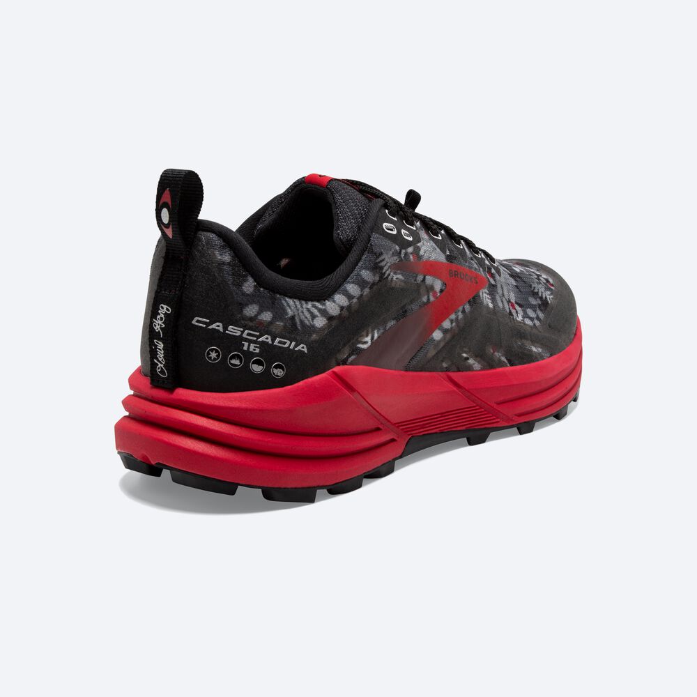 Brooks Cascadia 16 Erkek Trail Koşu Ayakkabısı Siyah/Gri/Kırmızı | TR-185072