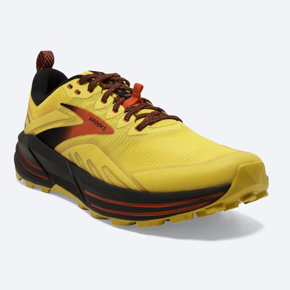 Brooks Cascadia 16 Erkek Trail Koşu Ayakkabısı Sarı/Siyah | TR-297860