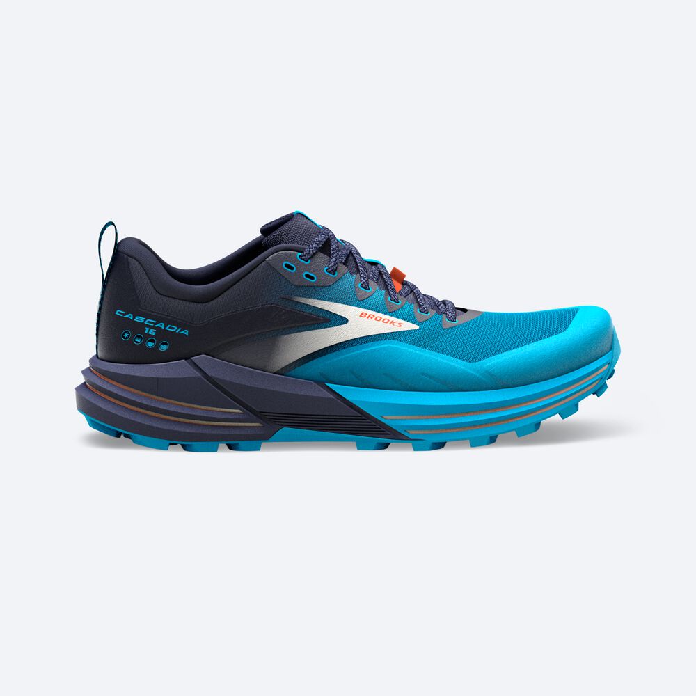 Brooks Cascadia 16 Erkek Trail Koşu Ayakkabısı Lacivert/Mavi | TR-401285