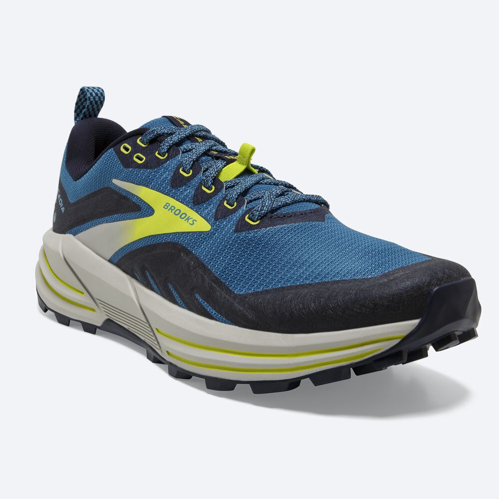 Brooks Cascadia 16 Erkek Trail Koşu Ayakkabısı Mavi/Lacivert/Açık Yeşil | TR-856917