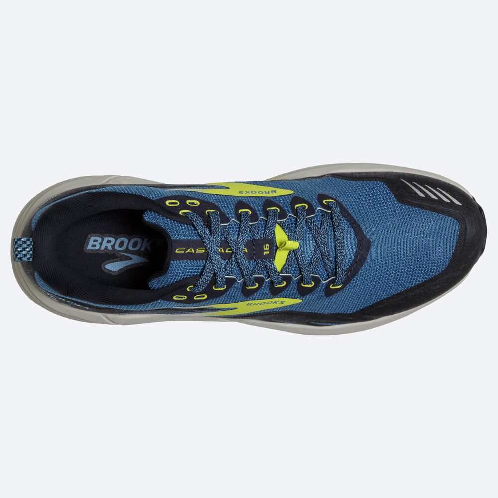 Brooks Cascadia 16 Erkek Trail Koşu Ayakkabısı Mavi/Lacivert/Açık Yeşil | TR-856917