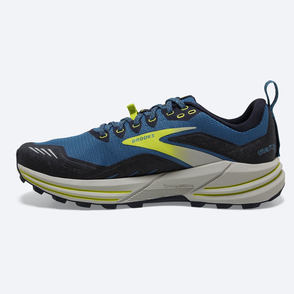 Brooks Cascadia 16 Erkek Trail Koşu Ayakkabısı Mavi/Lacivert/Açık Yeşil | TR-856917