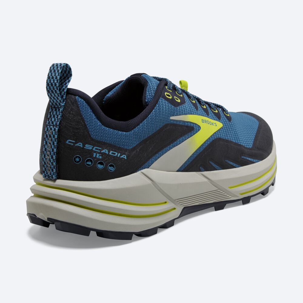 Brooks Cascadia 16 Erkek Trail Koşu Ayakkabısı Mavi/Lacivert/Açık Yeşil | TR-856917