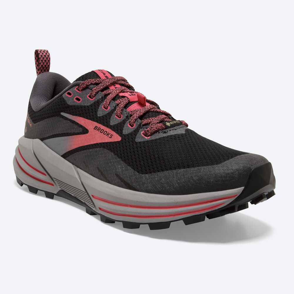 Brooks Cascadia 16 GTX Kadın Trail Koşu Ayakkabısı Siyah/Mercan | TR-890175