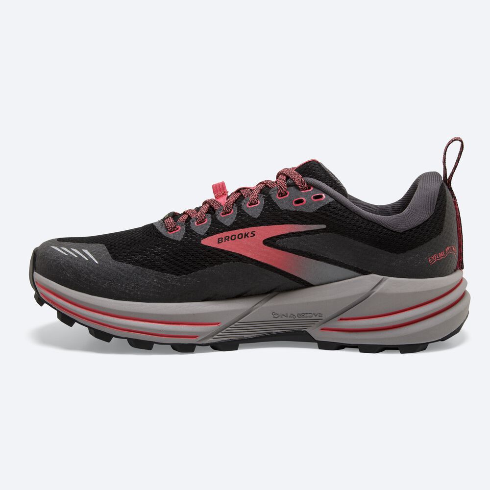 Brooks Cascadia 16 GTX Kadın Trail Koşu Ayakkabısı Siyah/Mercan | TR-890175