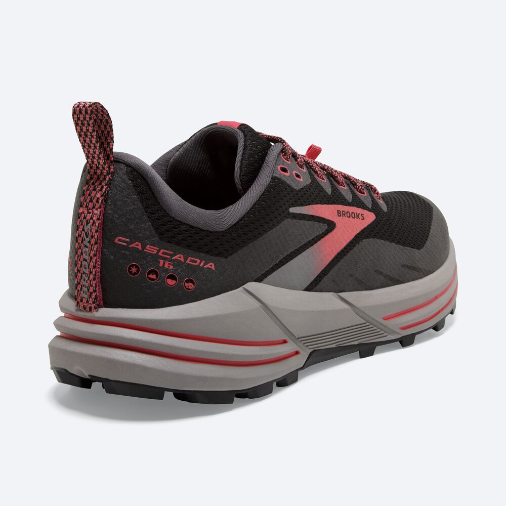 Brooks Cascadia 16 GTX Kadın Trail Koşu Ayakkabısı Siyah/Mercan | TR-890175