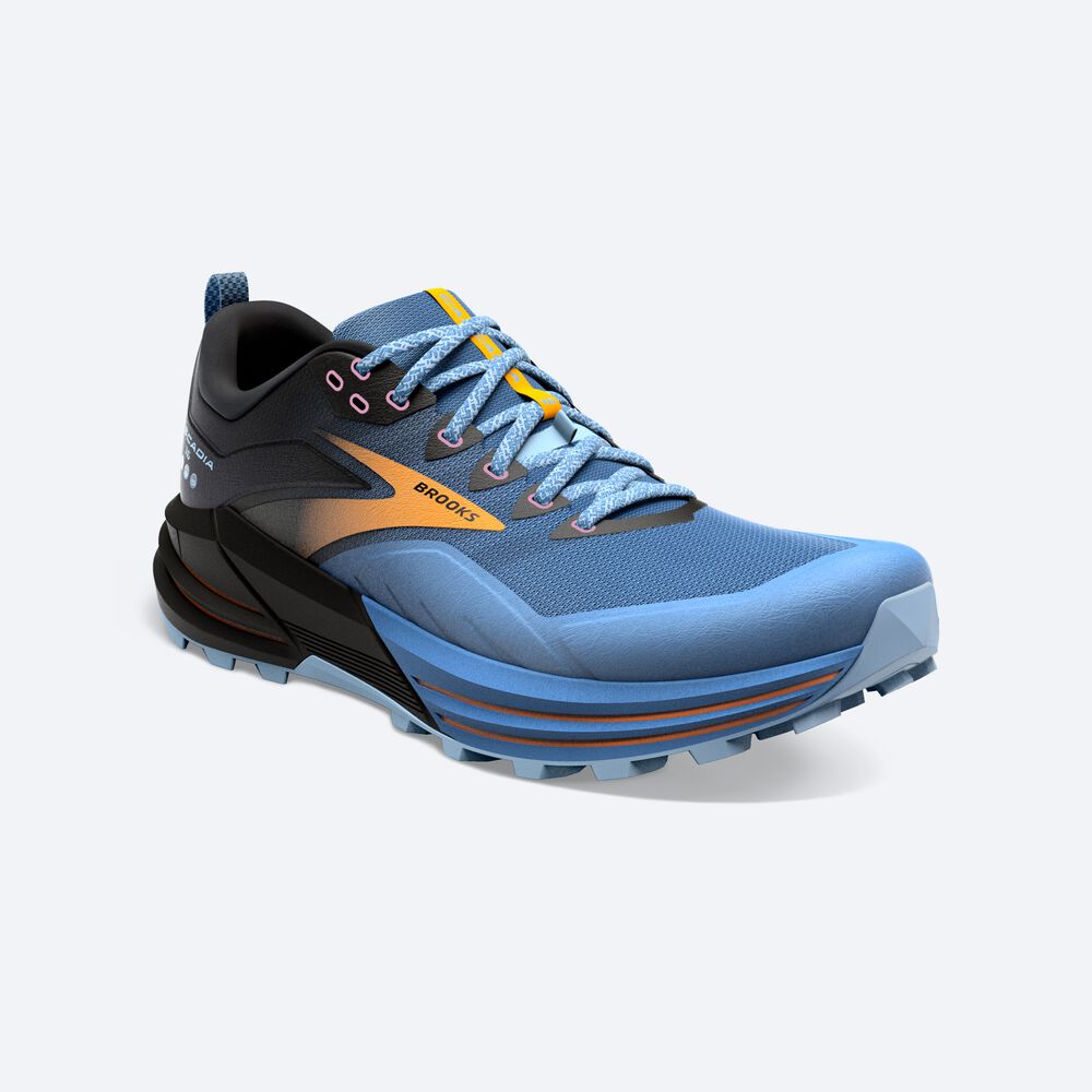 Brooks Cascadia 16 Kadın Trail Koşu Ayakkabısı Mavi/Siyah/Sarı | TR-287609