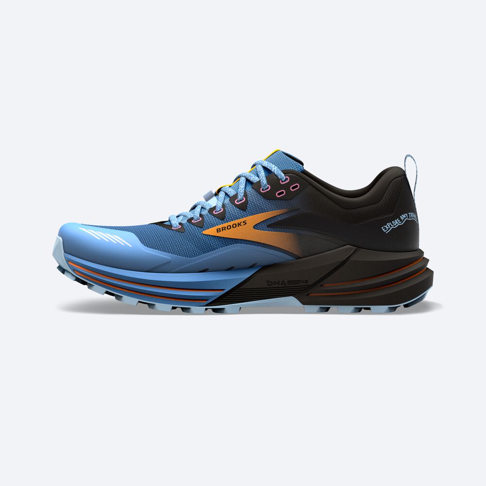 Brooks Cascadia 16 Kadın Trail Koşu Ayakkabısı Mavi/Siyah/Sarı | TR-287609