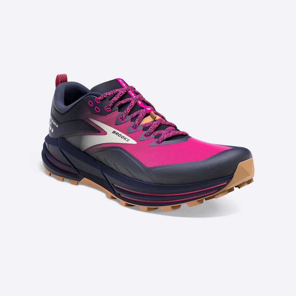 Brooks Cascadia 16 Kadın Trail Koşu Ayakkabısı Lacivert/Pembe | TR-580964