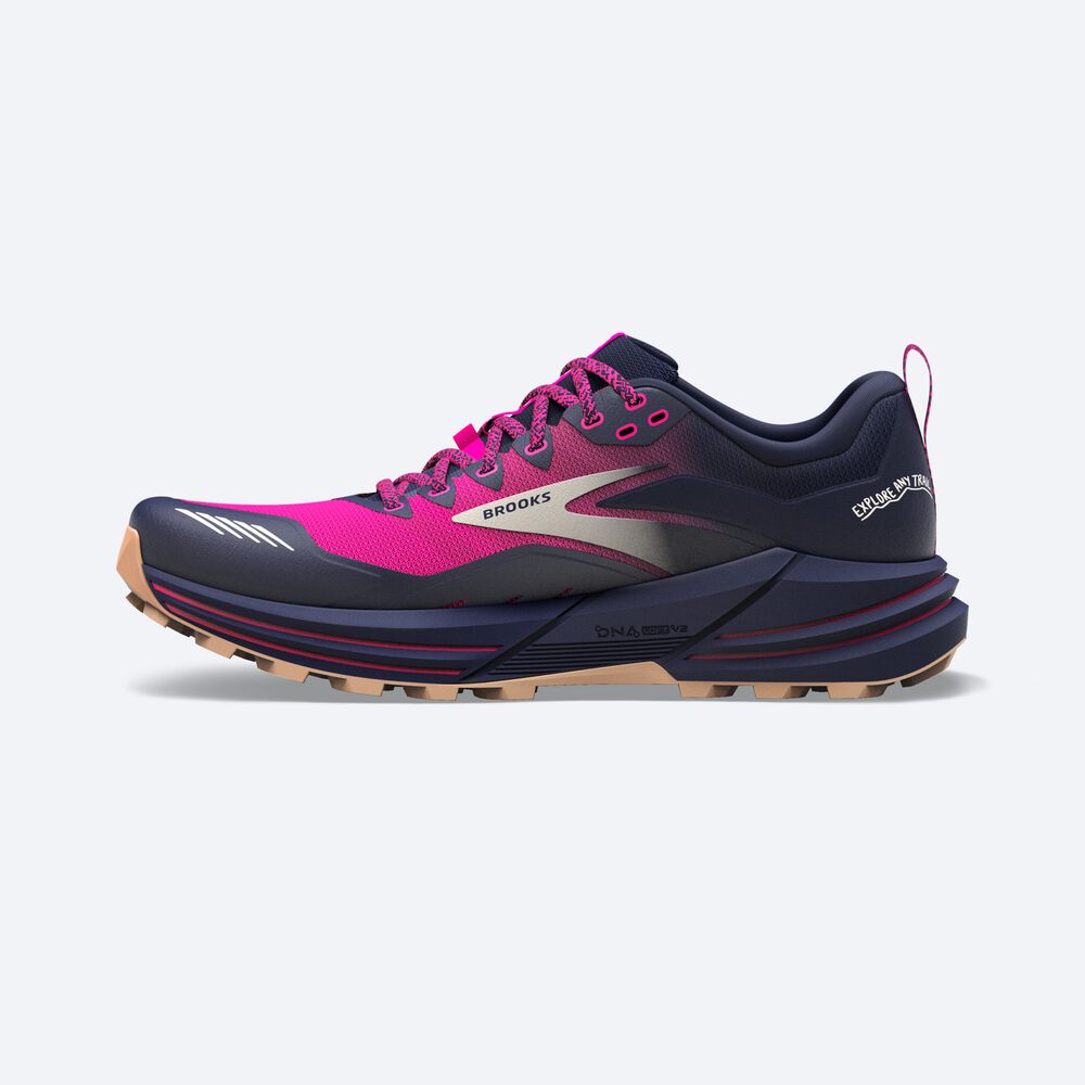 Brooks Cascadia 16 Kadın Trail Koşu Ayakkabısı Lacivert/Pembe | TR-580964