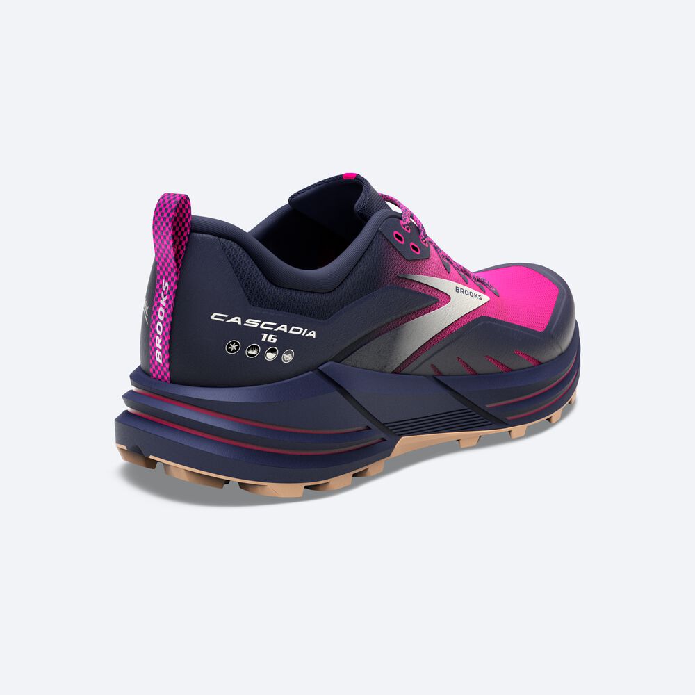 Brooks Cascadia 16 Kadın Trail Koşu Ayakkabısı Lacivert/Pembe | TR-580964