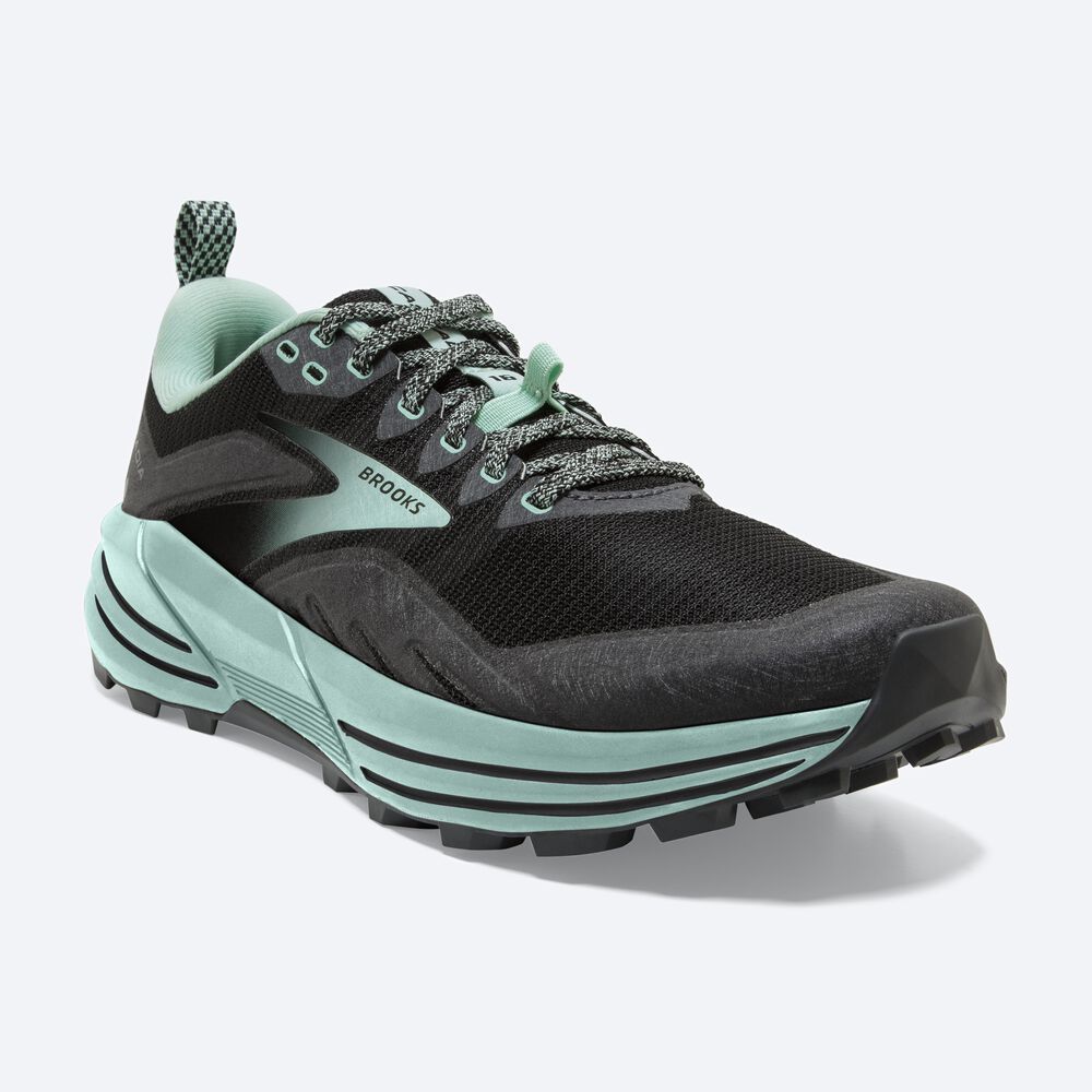 Brooks Cascadia 16 Kadın Trail Koşu Ayakkabısı Siyah/Yeşil | TR-715098