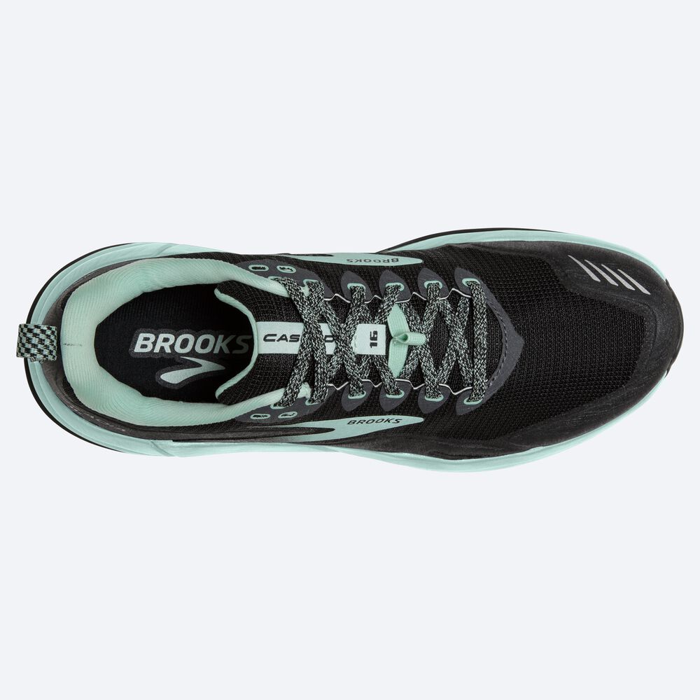 Brooks Cascadia 16 Kadın Trail Koşu Ayakkabısı Siyah/Yeşil | TR-715098