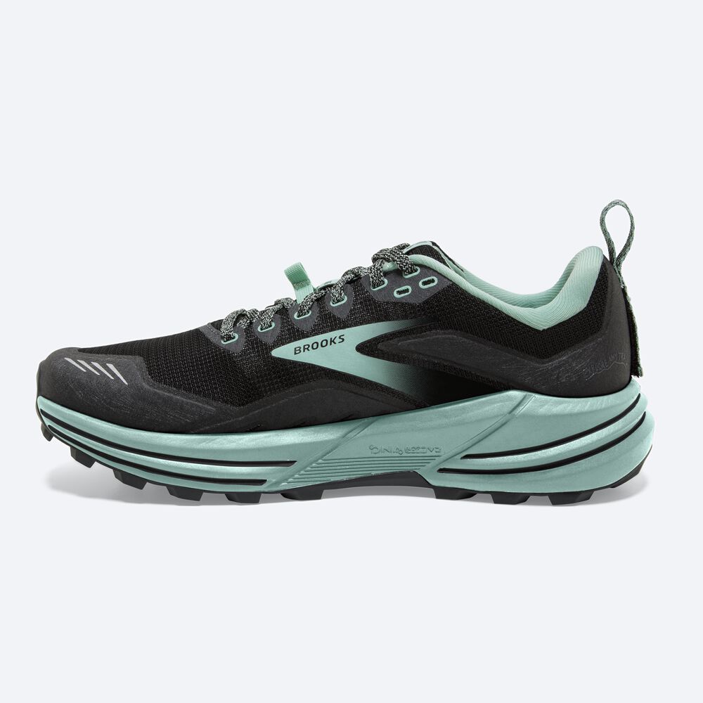 Brooks Cascadia 16 Kadın Trail Koşu Ayakkabısı Siyah/Yeşil | TR-715098